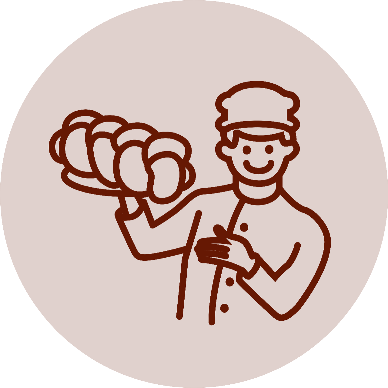 Icon Mitarbeiter mit Zopf in der Hand